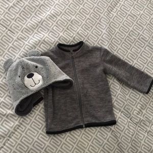 Koala kids fleece jacket and hat 6-12 months